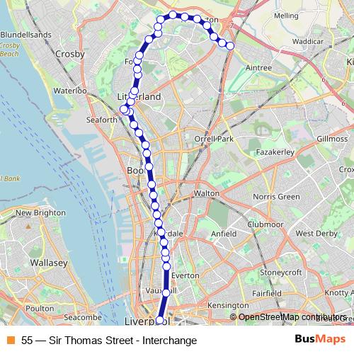55 bus Line Map