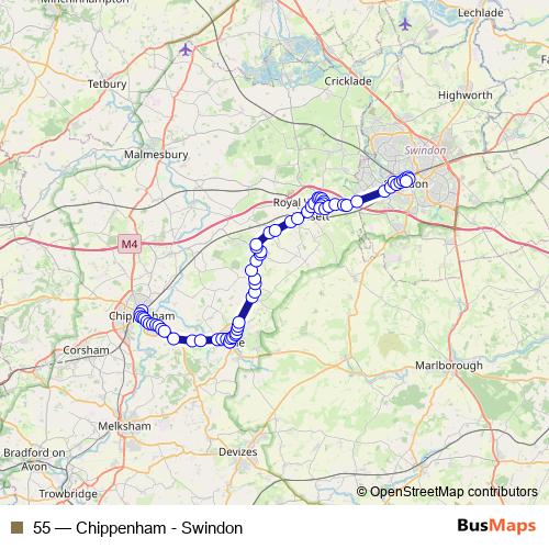 55 bus Line Map