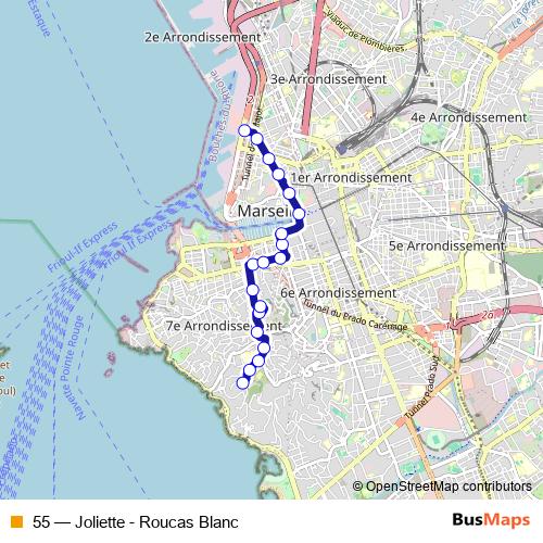 55 bus Line Map