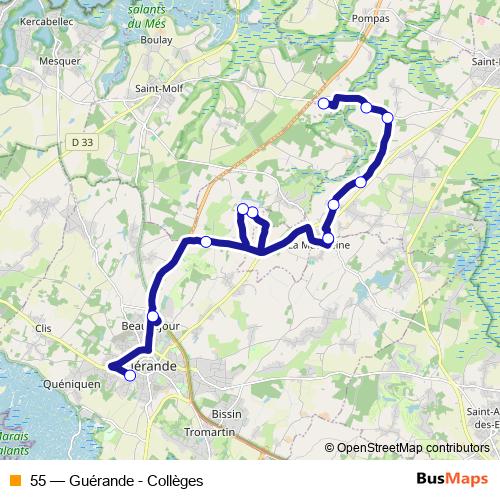 55 bus Line Map