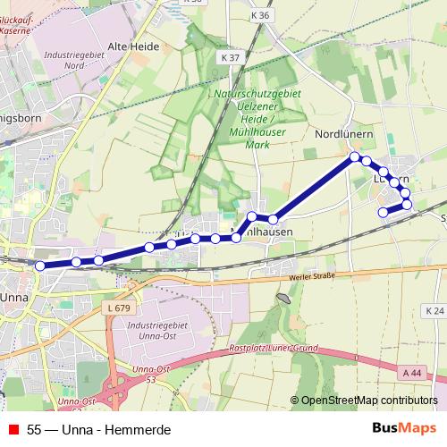 55 bus Line Map