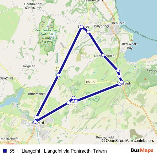 55 bus Line Map