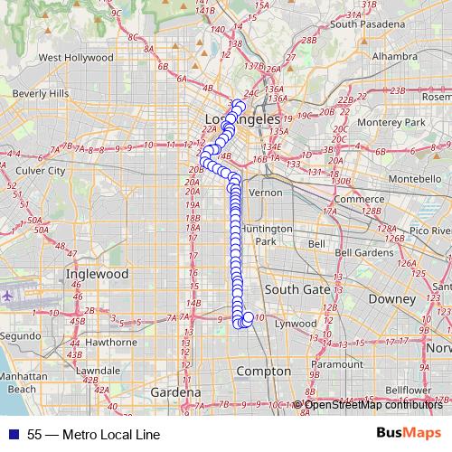 55 bus Line Map