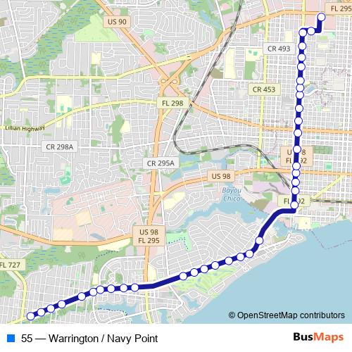 55 bus Line Map