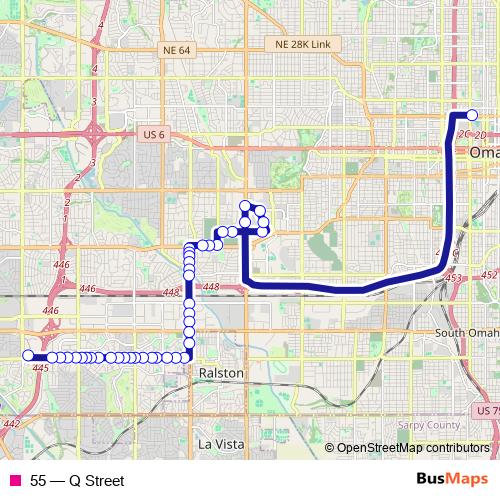 55 bus Line Map