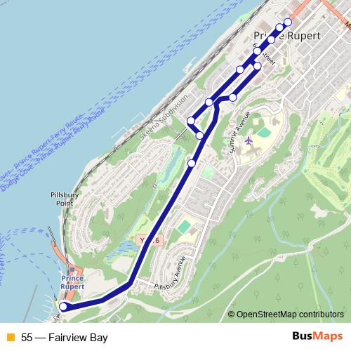 55 bus Line Map
