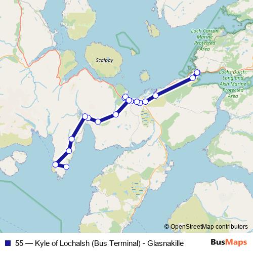 55 bus Line Map