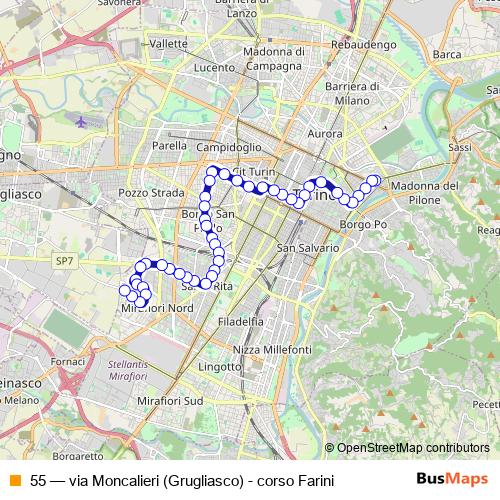 55 bus Line Map
