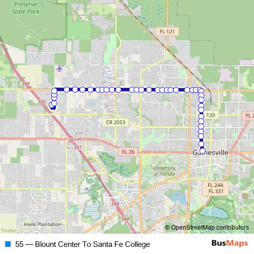 55 bus Line Map