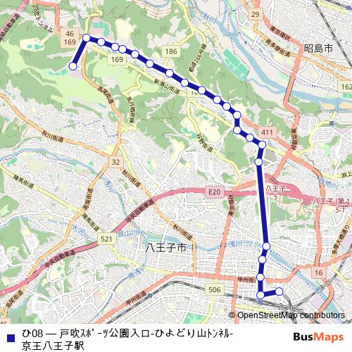 ひ08 bus Line Map