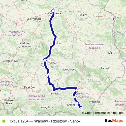 Flixbus 1254 bus Line Map