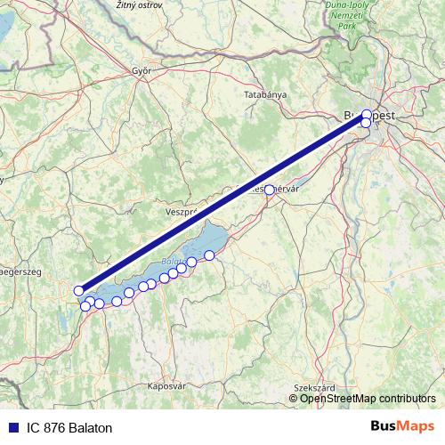 IC 876 Balaton rail Line Map