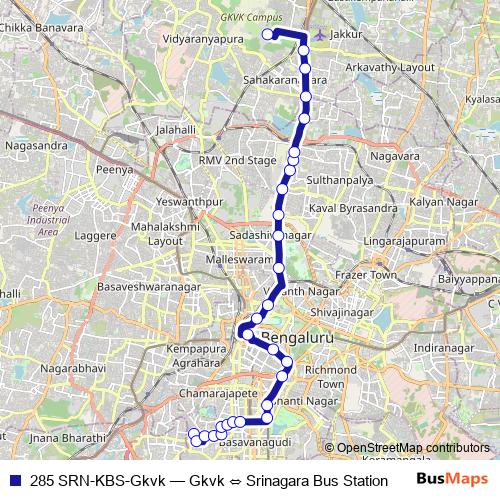 285 SRN-KBS-Gkvk bus Line Map