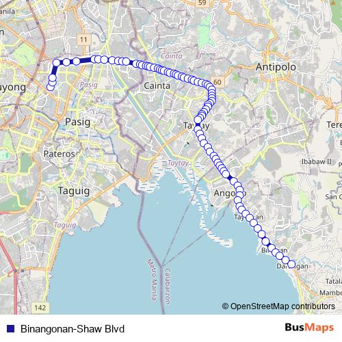 Binangonan-Shaw Blvd bus Line Map
