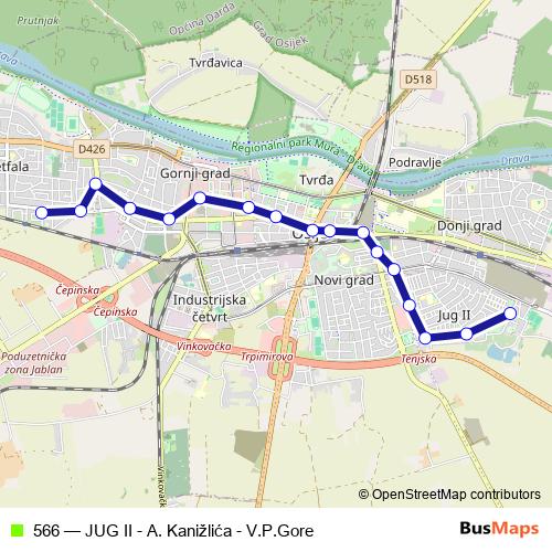 566 bus Line Map