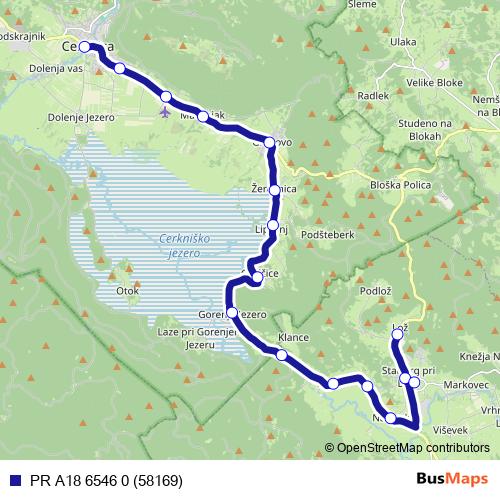 PR A18 6546 0 (58169) bus Line Map