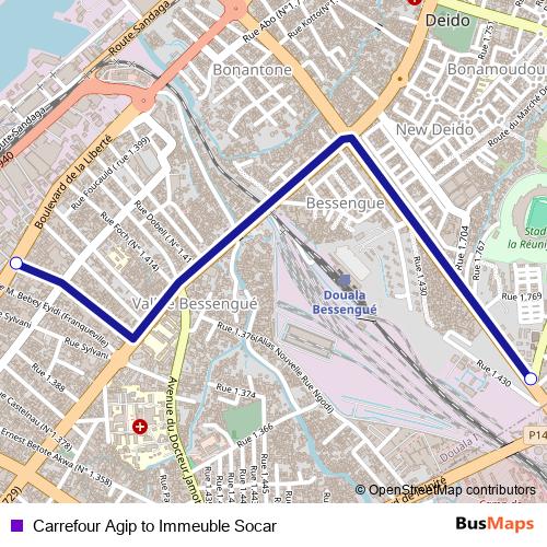 Carrefour Agip to Immeuble Socar bus Line Map
