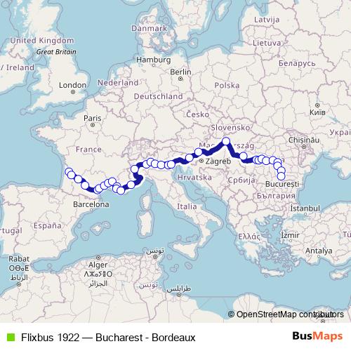 Flixbus 1922 bus Line Map