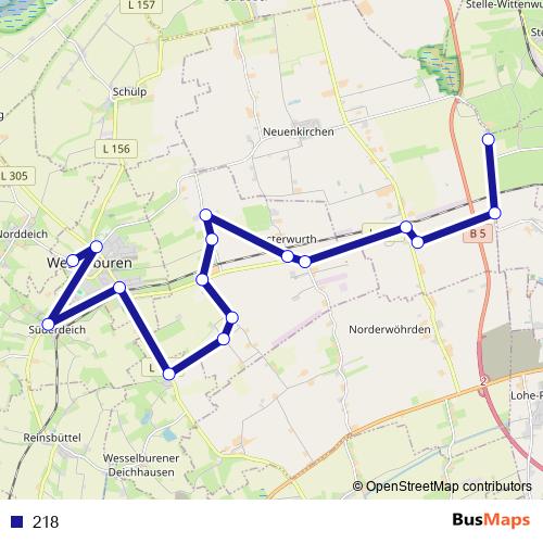 218 bus Line Map