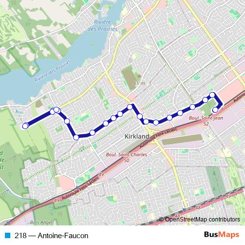 218 bus Line Map