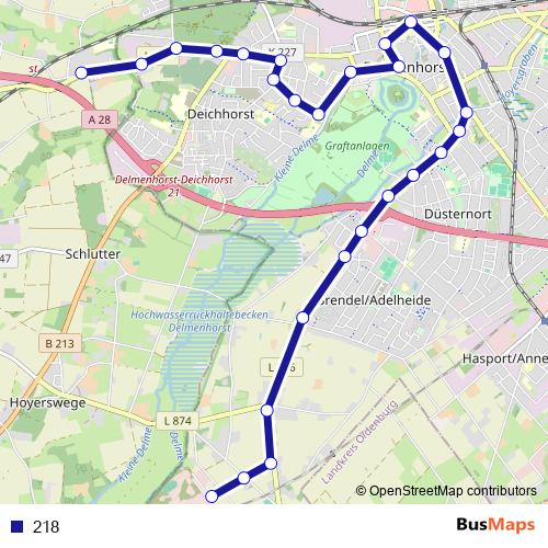218 bus Line Map