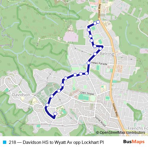 218 bus Line Map
