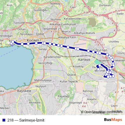 218 bus Line Map
