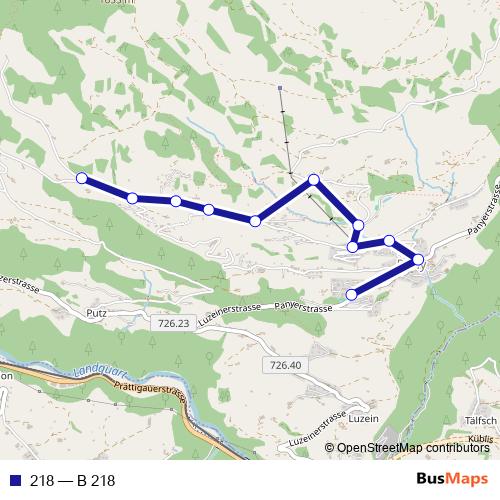 218 bus Line Map