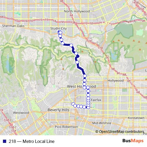 218 bus Line Map