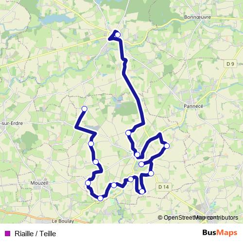 Riaille / Teille bus Line Map