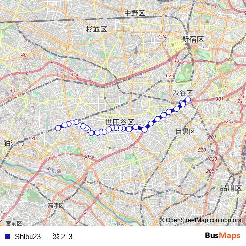 Shibu23 bus Line Map