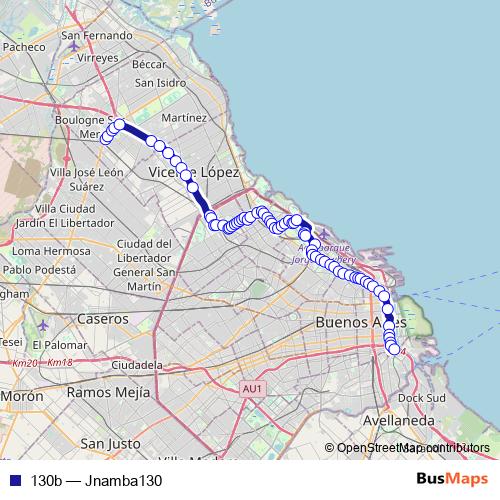 130b bus Line Map