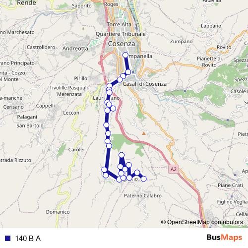 140 B A bus Line Map
