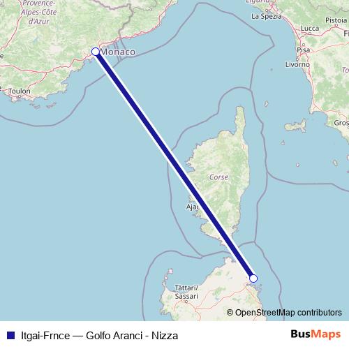 Itgai-Frnce ferry Line Map