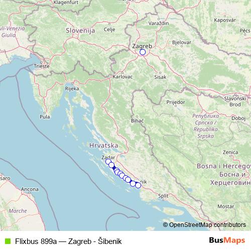 Flixbus 899a bus Line Map