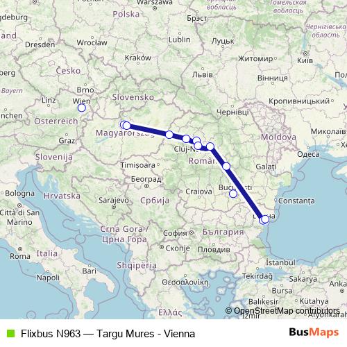 Flixbus N963 bus Line Map