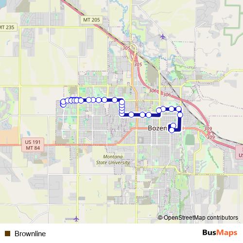 Brownline bus Line Map