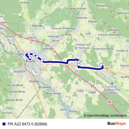 PR A22 6473 5 (62688) bus Line Map