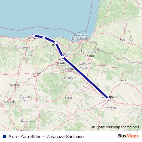 Alsa - Zara-Stder bus Line Map