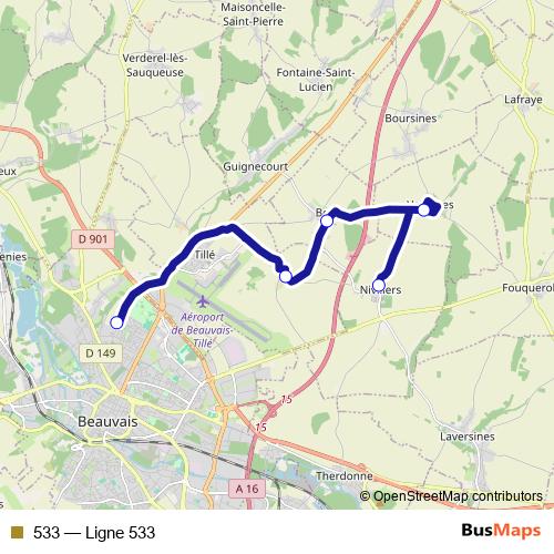 533 bus Line Map