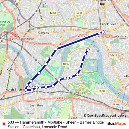 533 bus Line Map