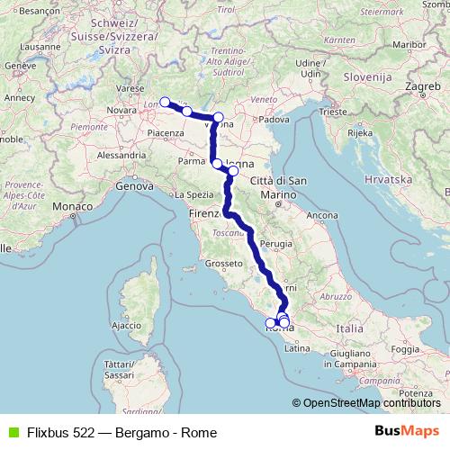 Flixbus 522 bus Line Map