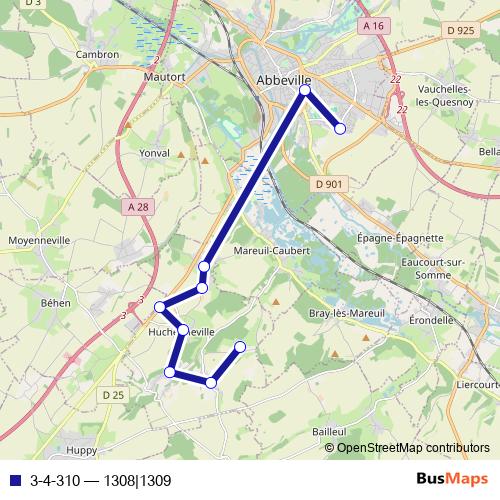 3-4-310 bus Line Map