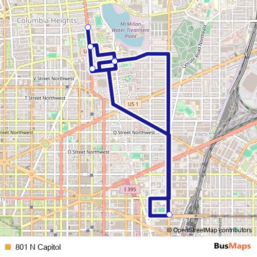 801 N Capitol bus Line Map