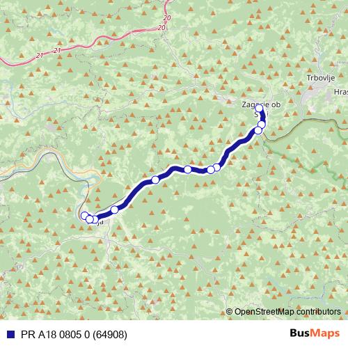 PR A18 0805 0 (64908) bus Line Map