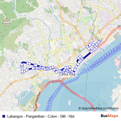 Labangon - Panganiban - Colon - SM - Nbt bus Line Map