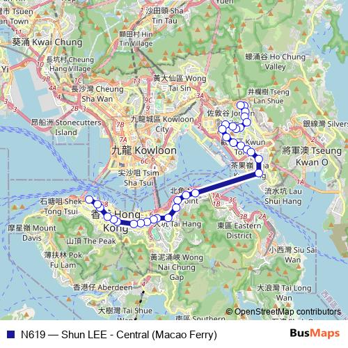 N619 bus Line Map
