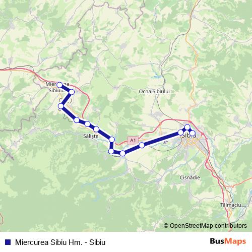 Miercurea Sibiu Hm. - Sibiu rail Line Map