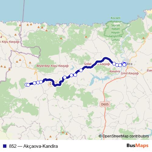 852 bus Line Map