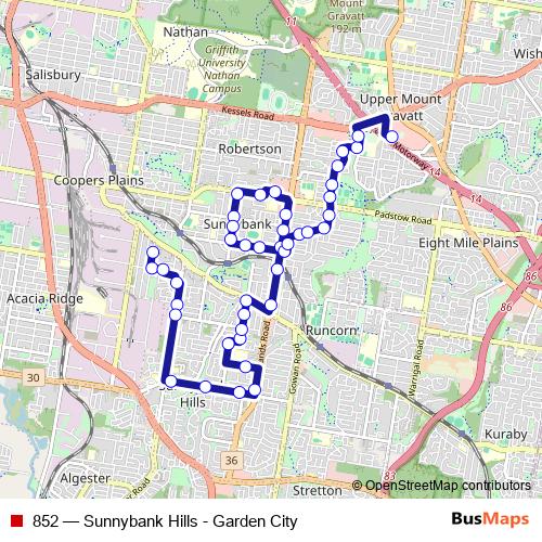 852 bus Line Map